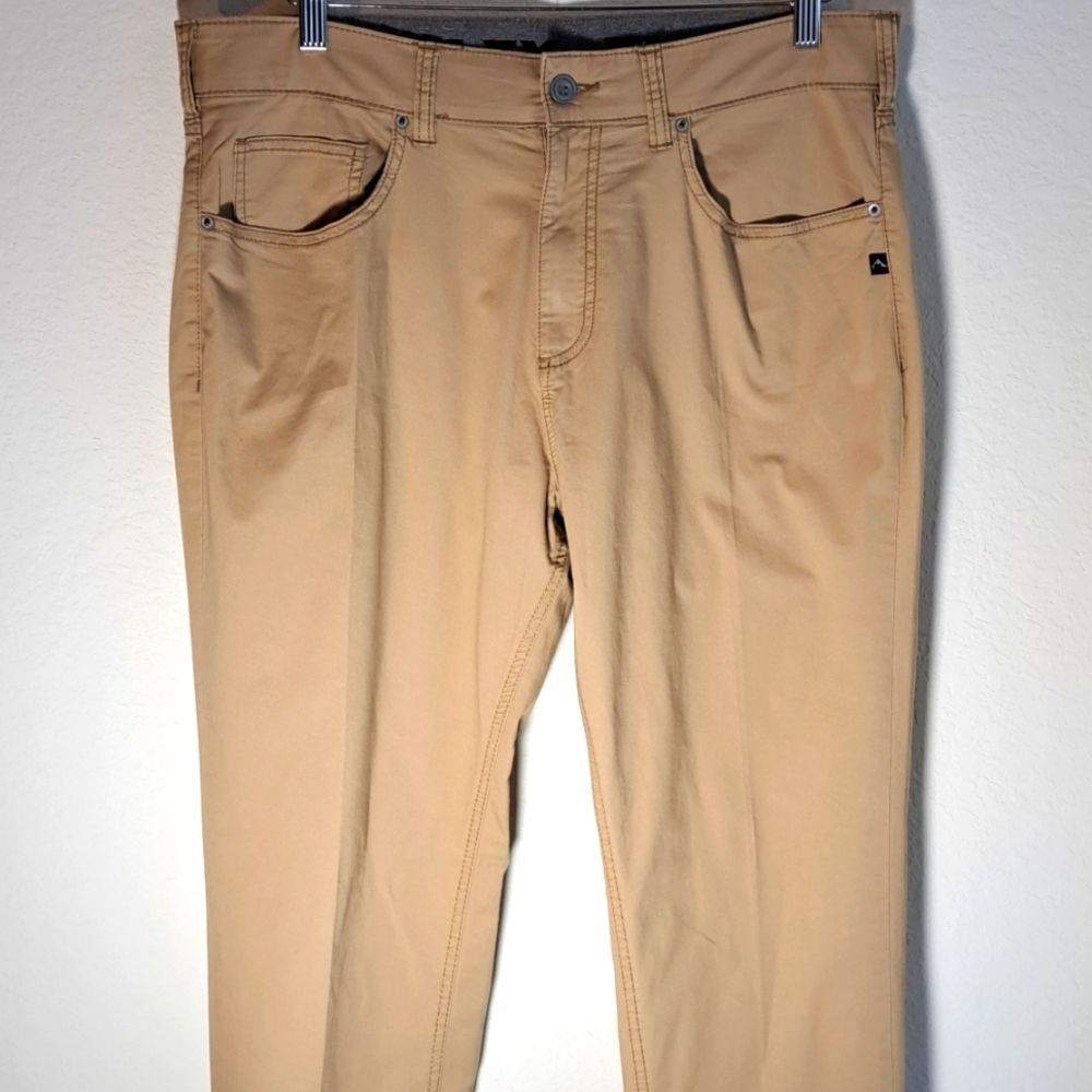 Denali Flex Men’s Tan Casual Pants 34x32 Cotton 5 Pocket Lightweight Stretch